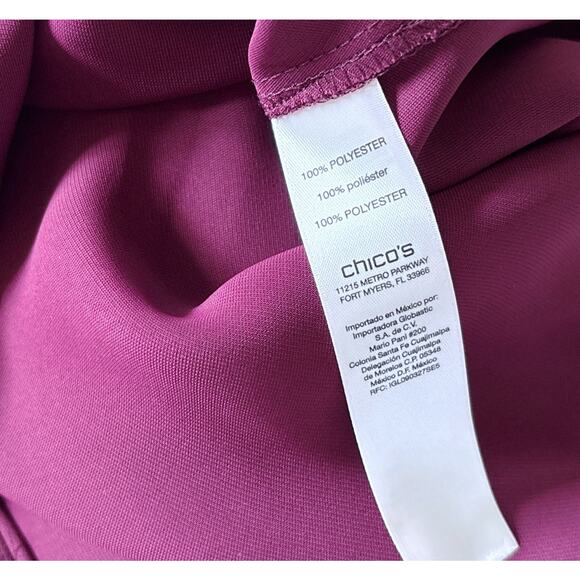CHICOS Womens Size 0 Small Wine Purple Convertible Sleeve Button Up Tunic Shirt - Picture 9 of 11